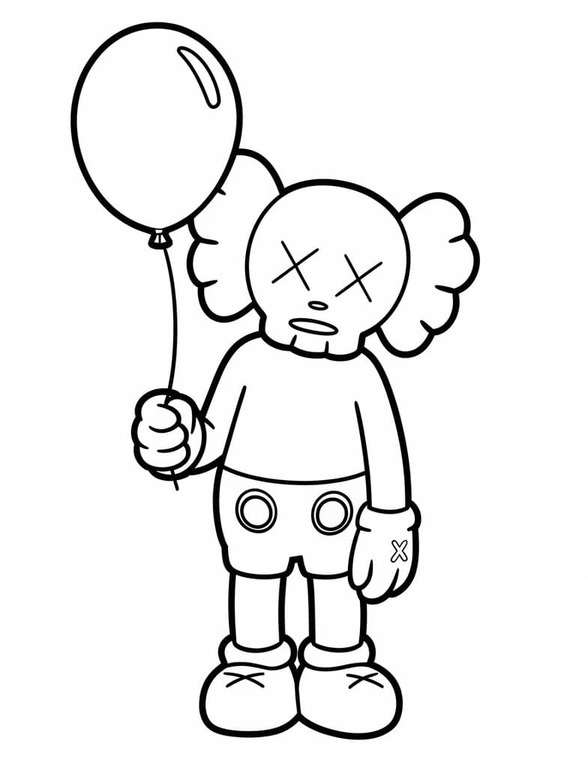 Balonla Kaws çiz Boyama Sayfası