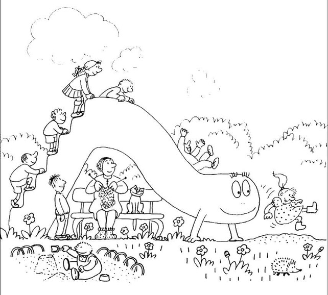 Barbapapa ve Çocuklar Boyama Sayfası