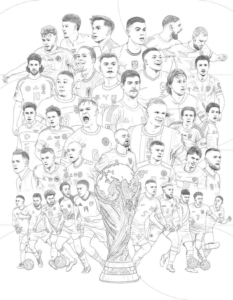 Basit 2026 Dünya Kupası Çizim Boyama Sayfası