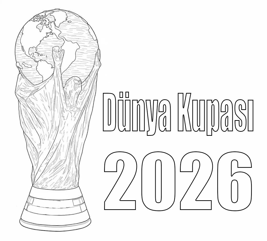 Basit 2026 Dünya Kupası resim Boyama Sayfası