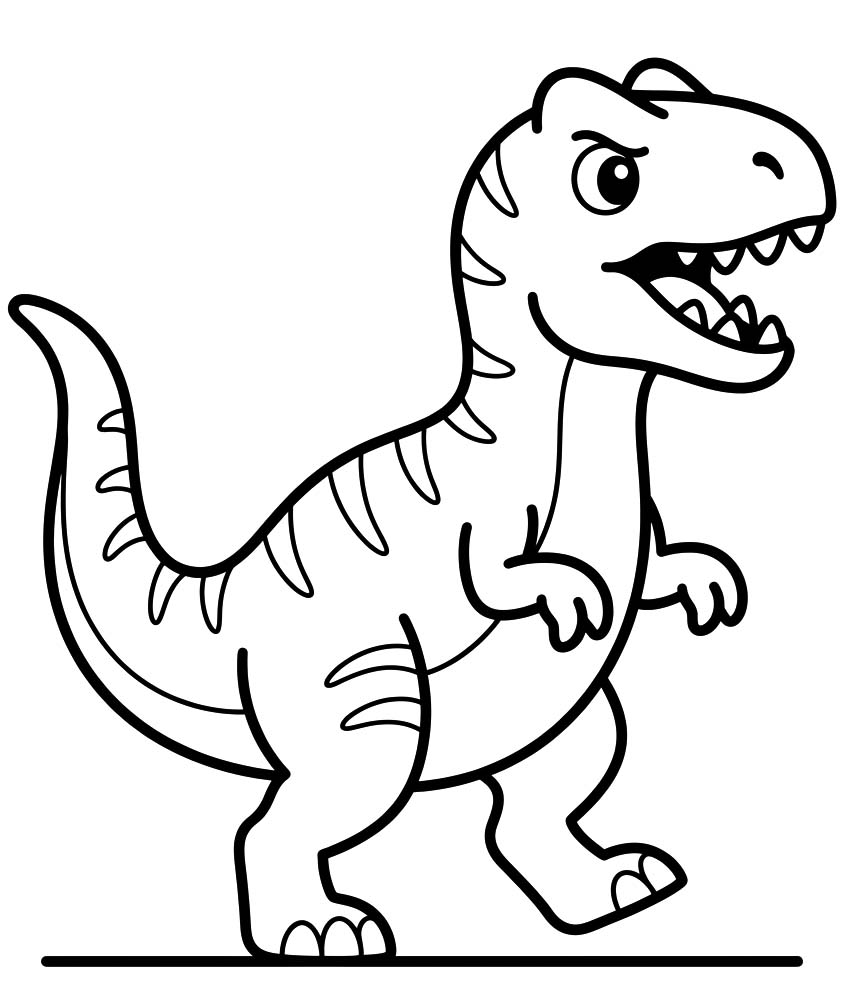Basit Allosaurus Çizim Boyama Sayfası