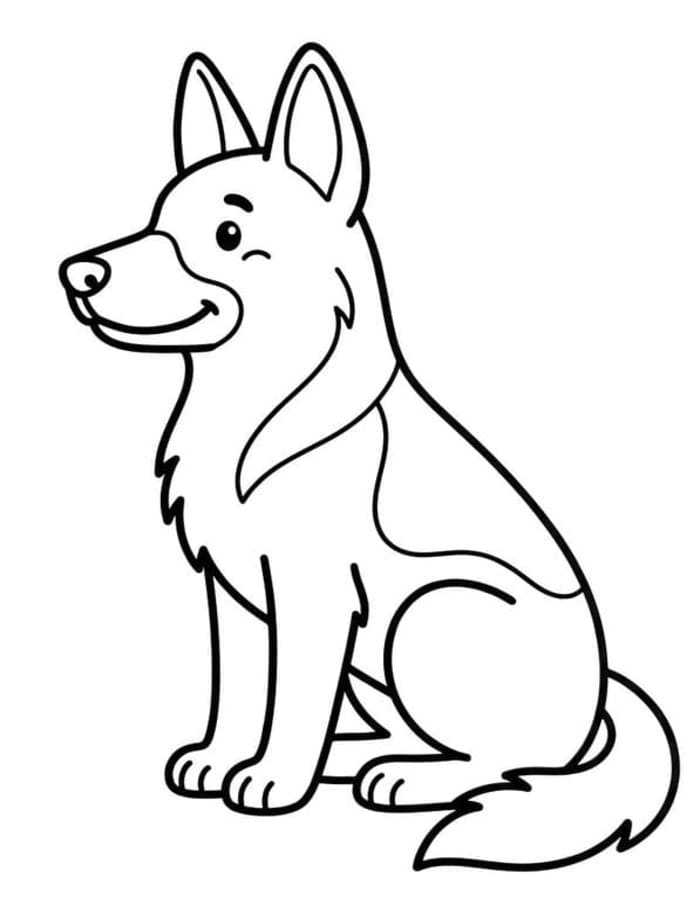 Basit Alman Çoban Köpeği Boyama Sayfası
