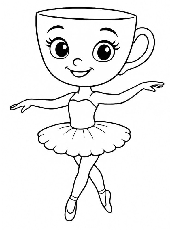 Basit Ballerina Cappuccina Çizimi Boyama Sayfası