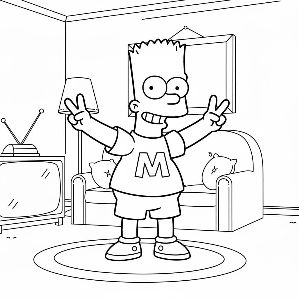 Basit Bart Simpson resim Boyama Sayfası