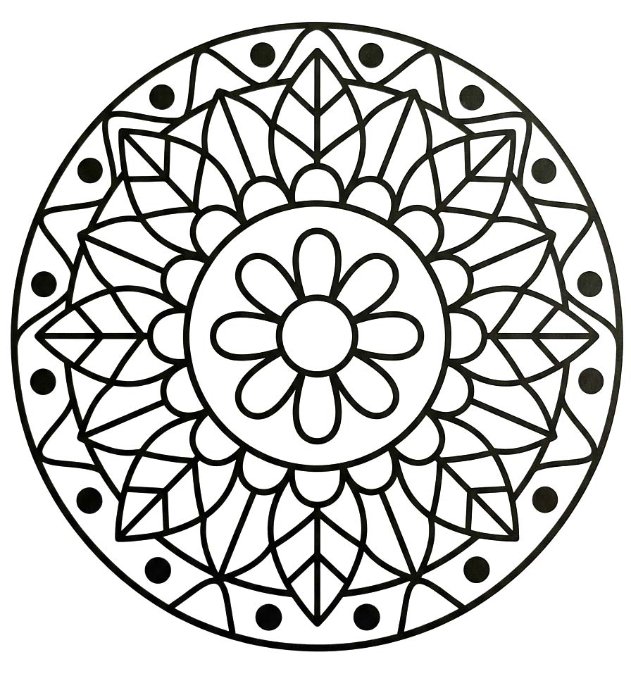 Basit Çiçek Mandala Çizim Boyama Sayfası