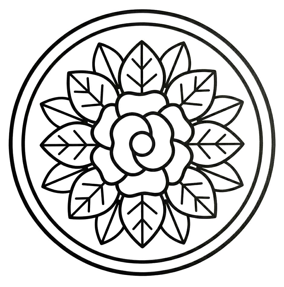 Basit Çiçek Mandala resim Boyama Sayfası