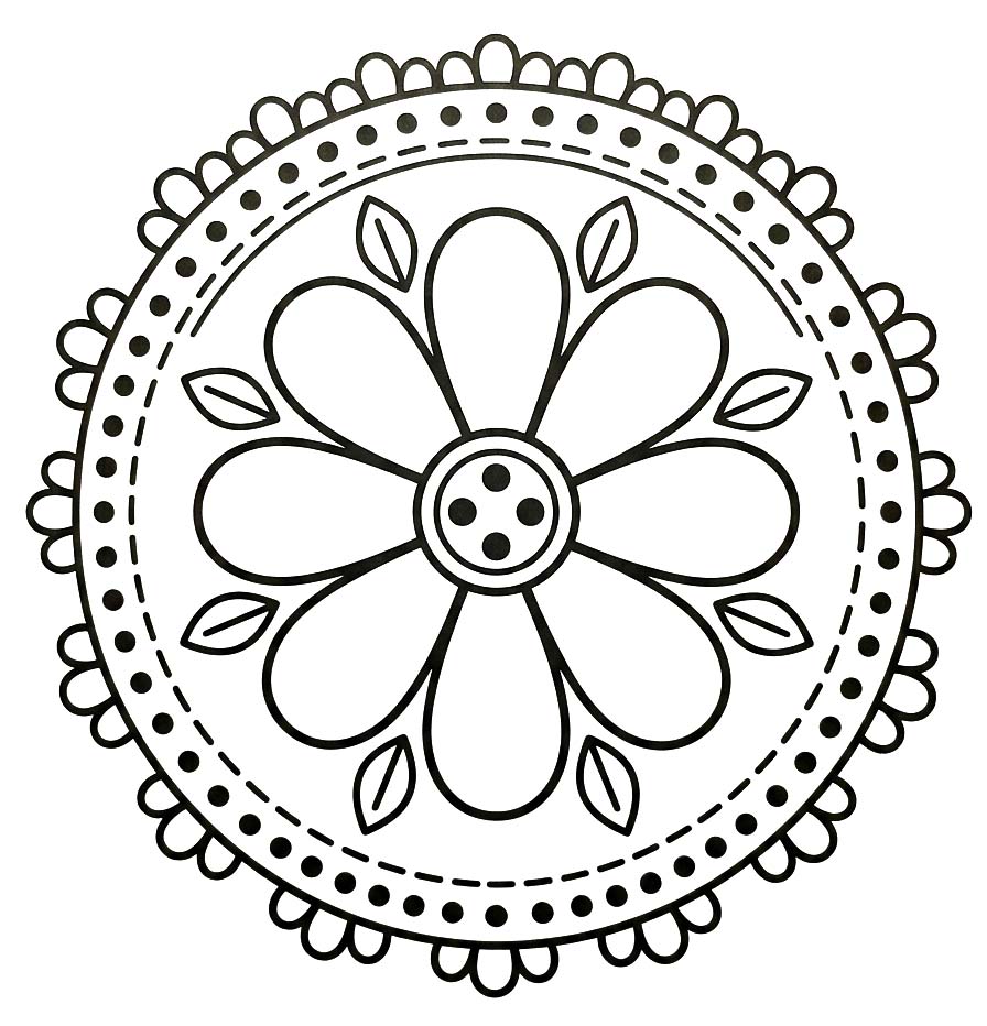 Basit Çiçek Mandala Boyama Sayfası