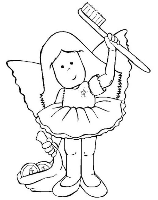 Basit Diş Perisi resim Boyama Sayfası