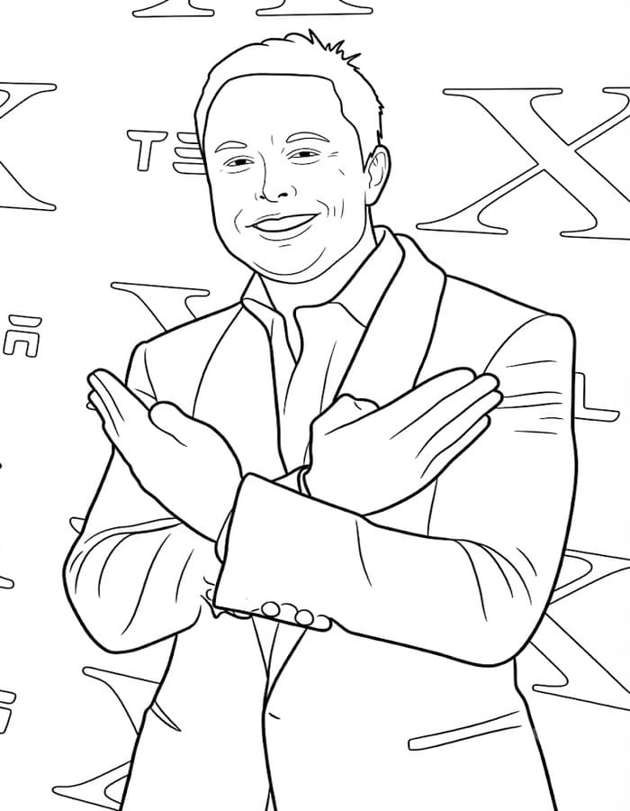 Basit Elon Musk resim Boyama Sayfası