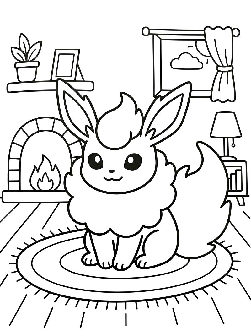 Basit Flareon Çizim Boyama Sayfası