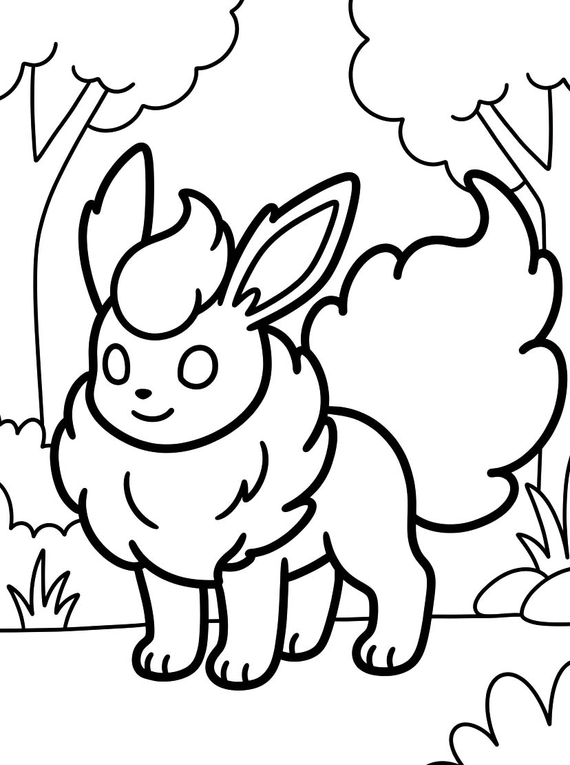 Basit Flareon Boyama Sayfası