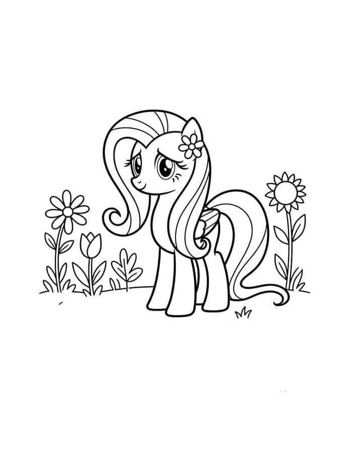 Basit Fluttershy Çizim Boyama Sayfası