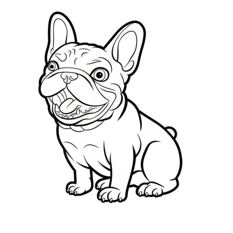 Basit Fransız Bulldog Çizim Boyama Sayfası