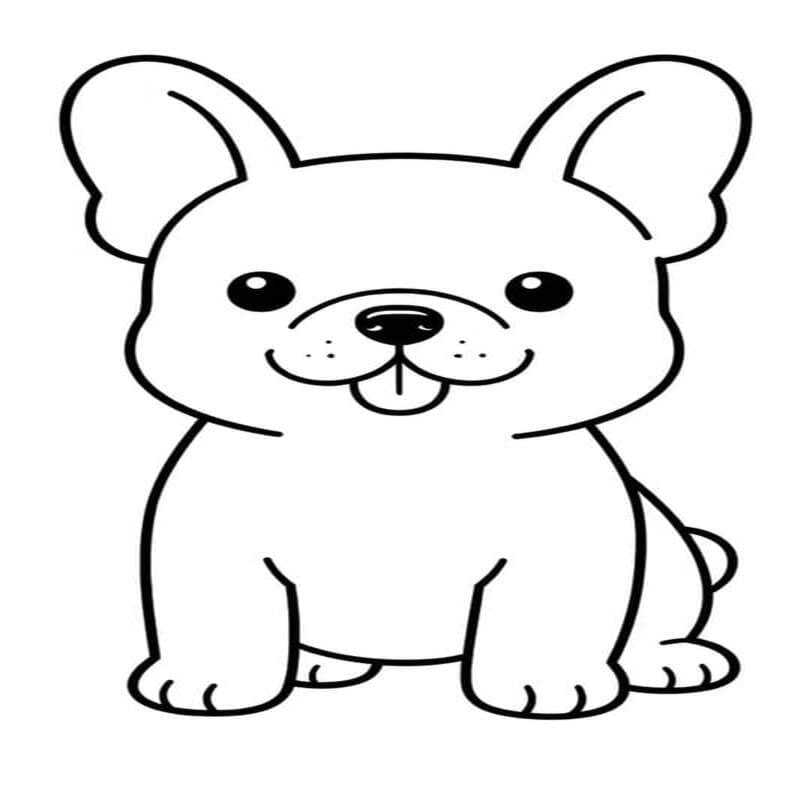 Basit Fransız Bulldog resim Boyama Sayfası