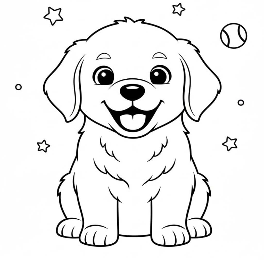 Basit Golden Retriever Çizim Boyama Sayfası