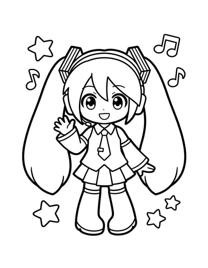 Basit Hatsune Miku Çizim Boyama Sayfası