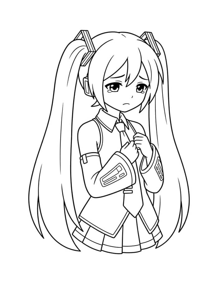 Basit Hatsune Miku resim Boyama Sayfası