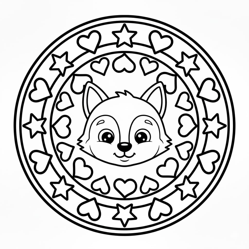 Basit Hayvan Mandala Çizim Boyama Sayfası