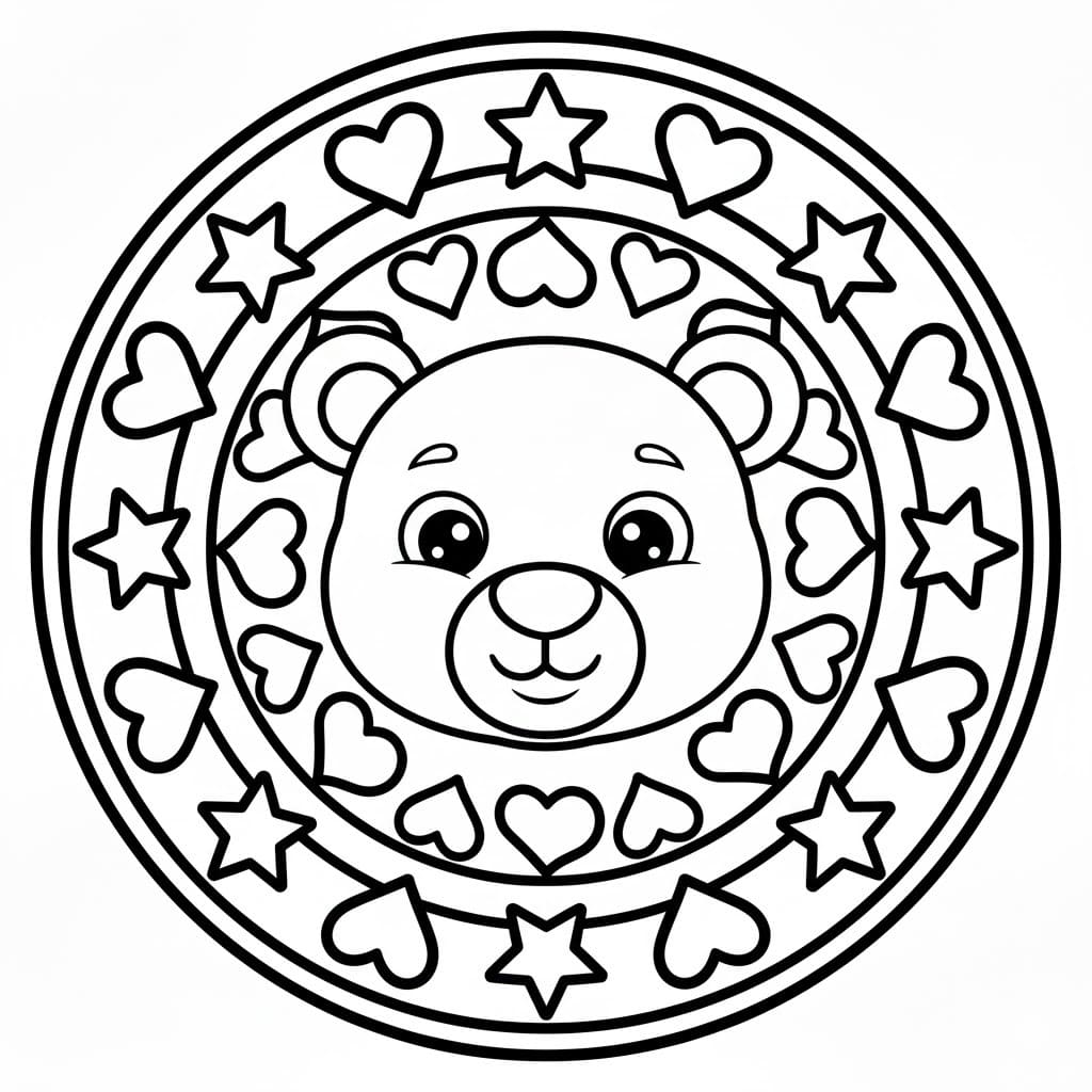 Basit Hayvan Mandala Boyama Sayfası