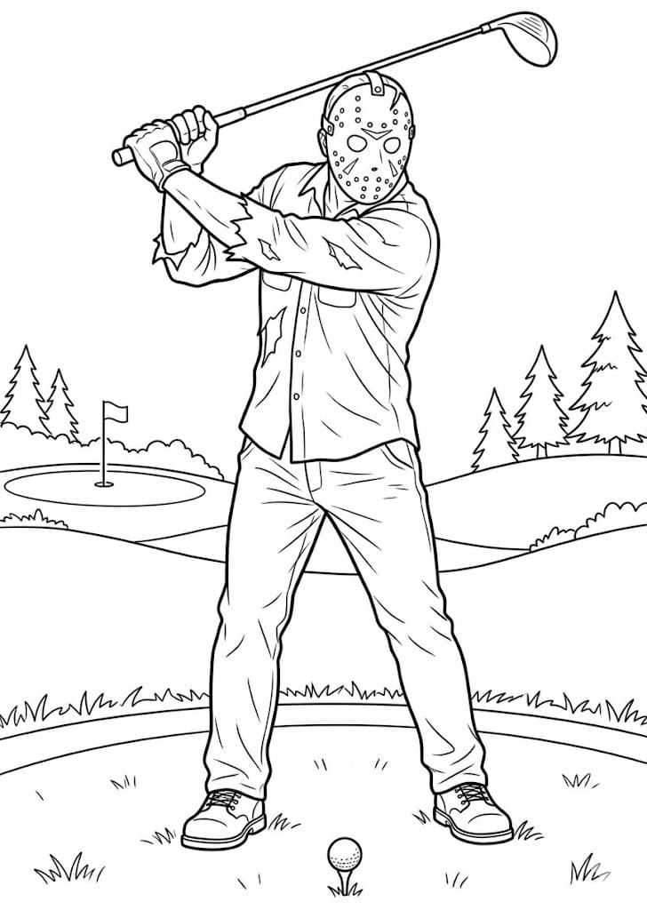 Basit Jason Voorhees resim Boyama Sayfası