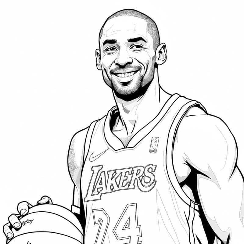 Basit Kobe Bryant resim Boyama Sayfası