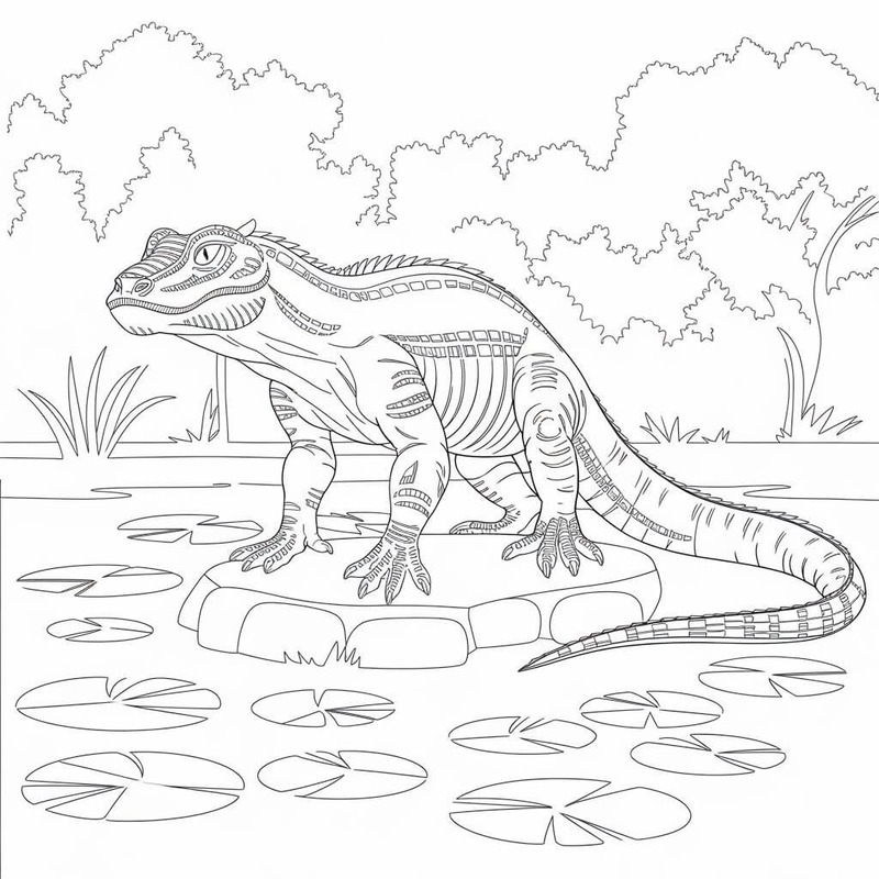 Basit Komodo Ejderi Boyama Sayfası