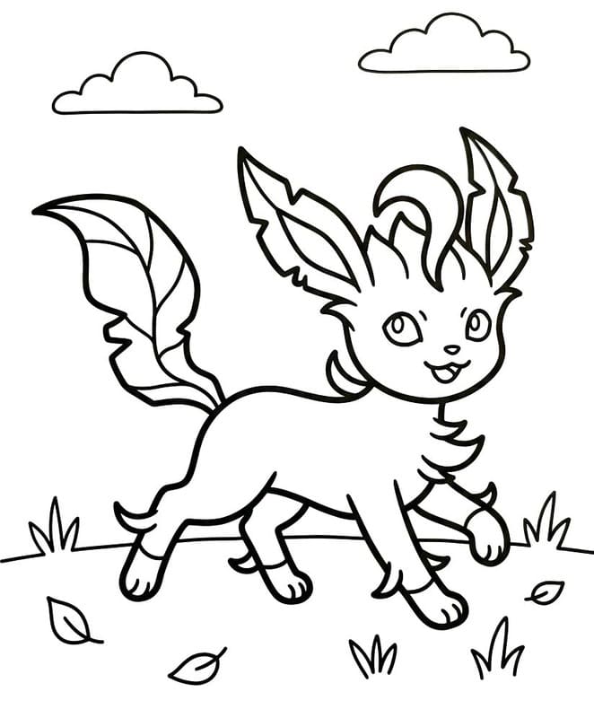Basit Leafeon Çizim Boyama Sayfası