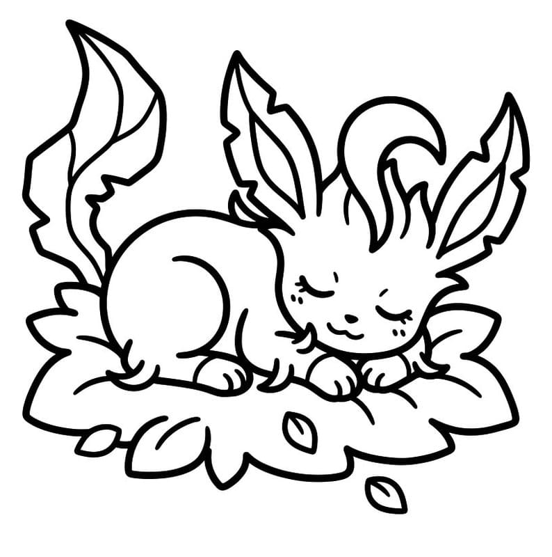 Basit Leafeon resim Boyama Sayfası