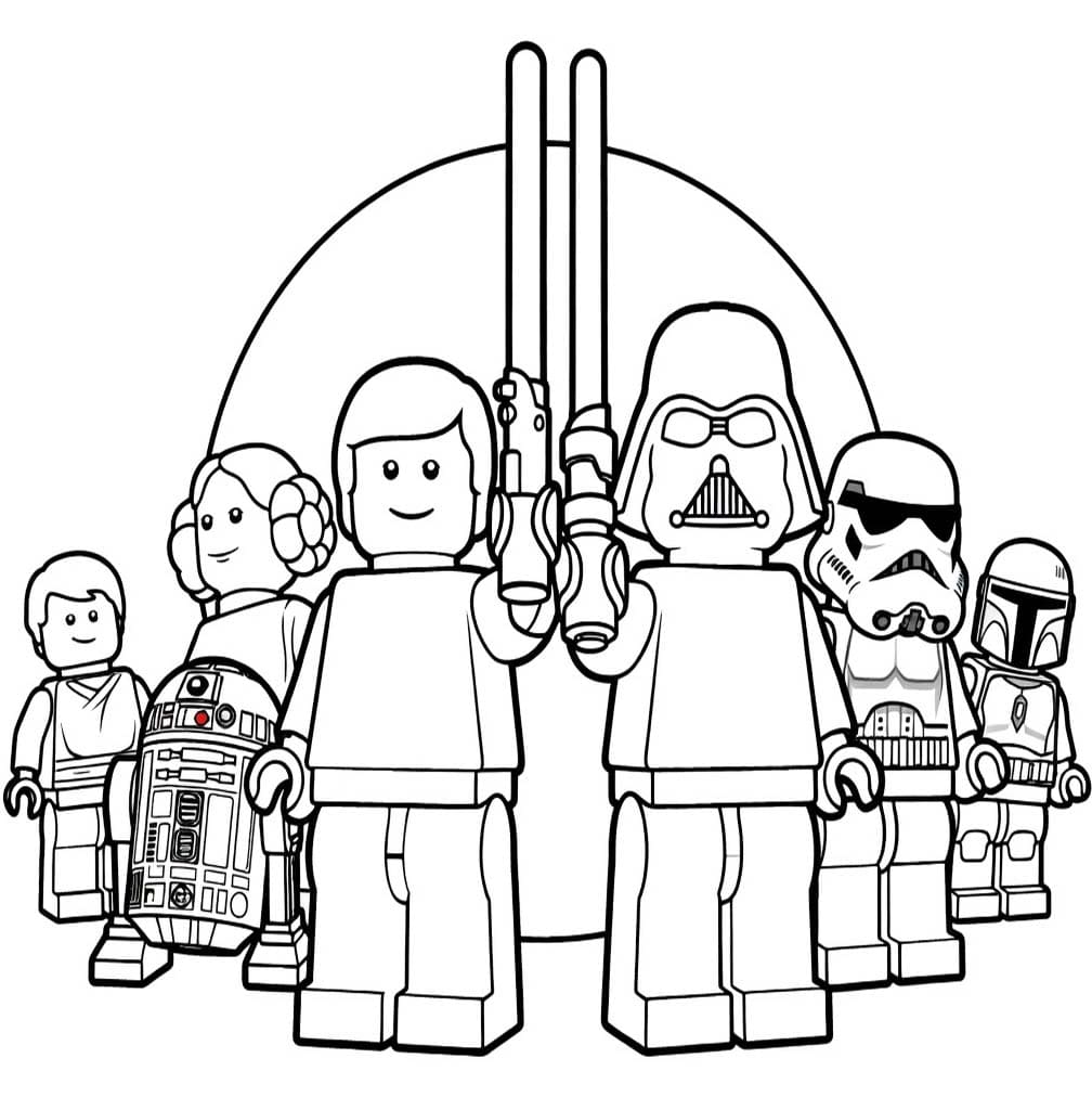Basit Lego Yıldız Savaşları Çizim Boyama Sayfası
