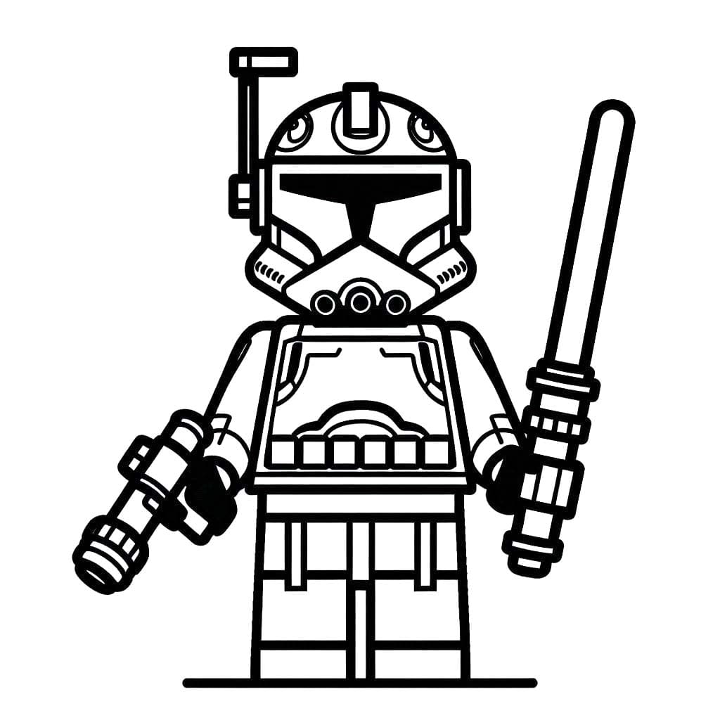 Basit Lego Yıldız Savaşları Boyama Sayfası