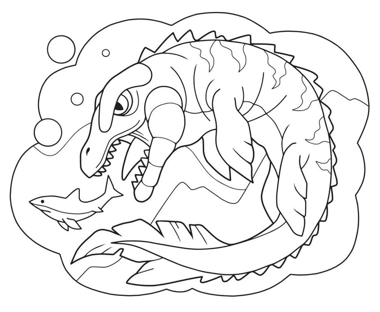 Basit Mosasaurus resim Boyama Sayfası