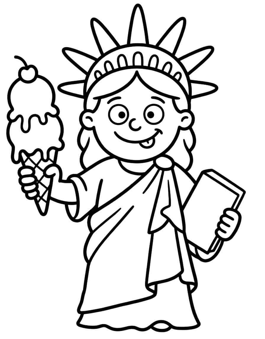 Basit Özgürlük Heykeli Çizim Boyama Sayfası