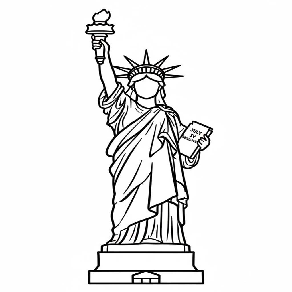 Basit Özgürlük Heykeli resim Boyama Sayfası