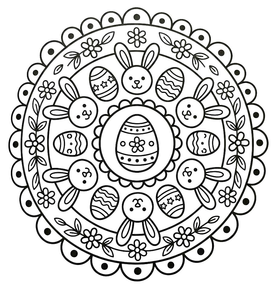 Basit Paskalya Mandala resim Boyama Sayfası