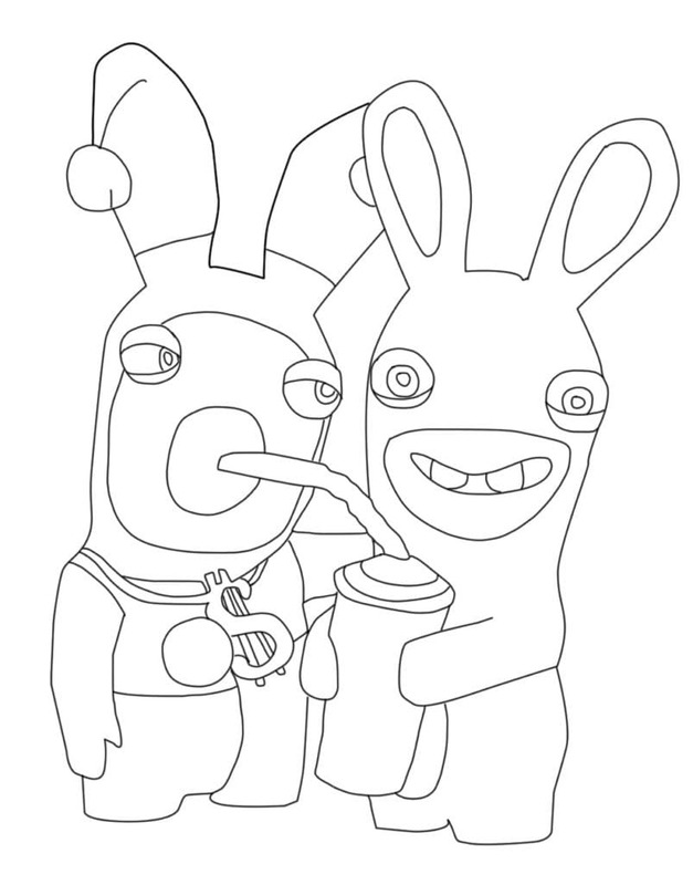 Basit Raving Rabbids çizim Boyama Sayfası