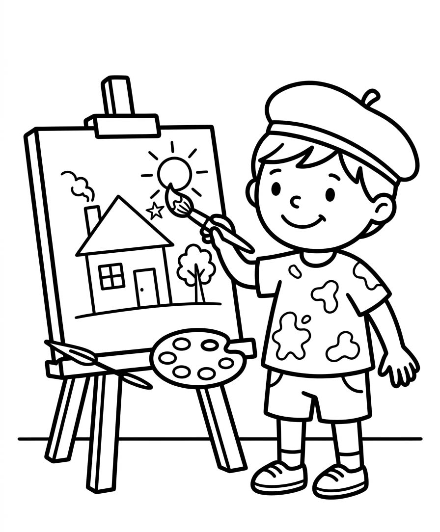Basit Ressam Boyama Sayfası
