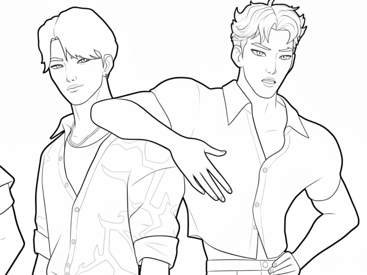 Basit Saja Boys resim Boyama Sayfası