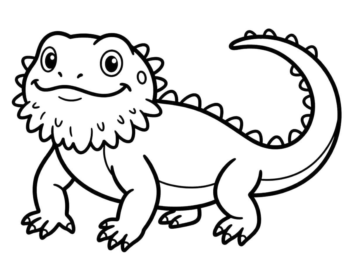 Basit Sakallı Ejderha Çizim Boyama Sayfası