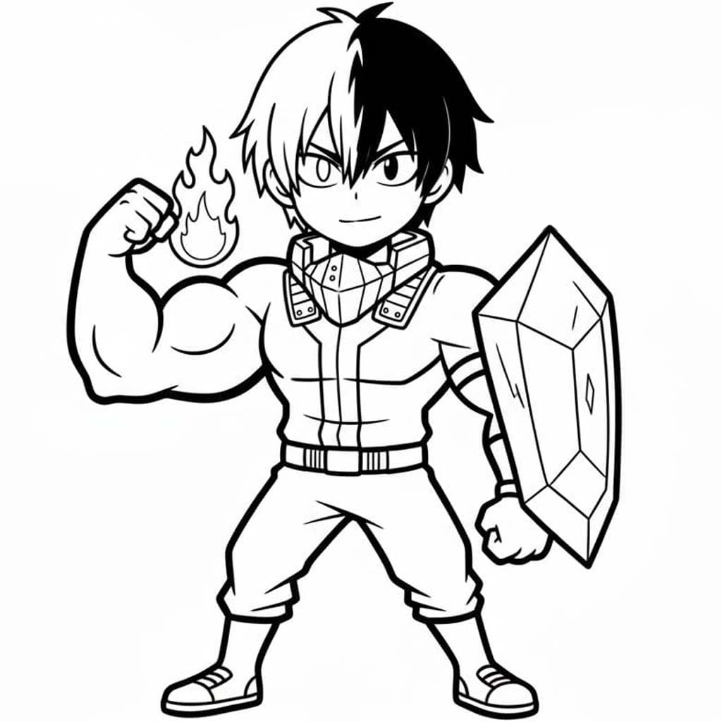 Basit Shoto Todoroki Çizim Boyama Sayfası