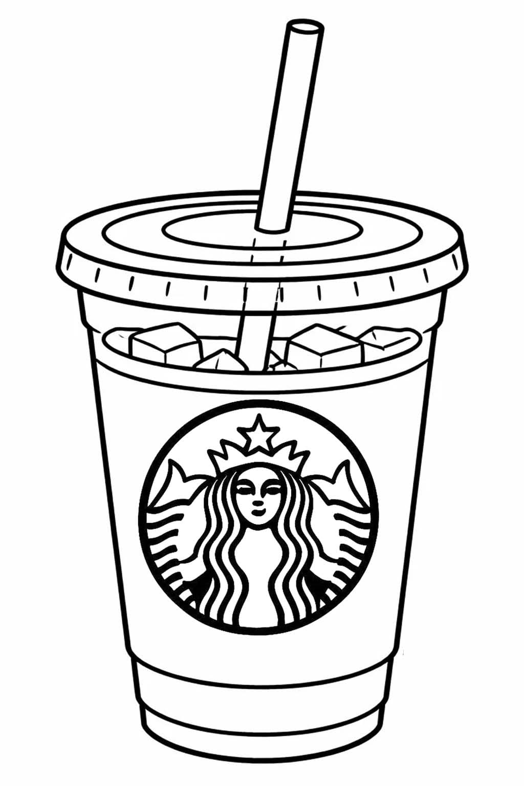 Basit Starbucks Çizim Boyama Sayfası