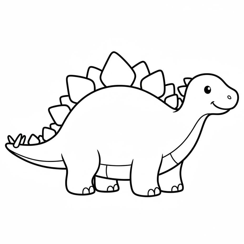 Basit Stegosaurus Çizim Boyama Sayfası