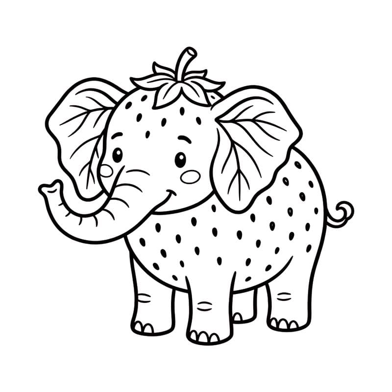 Basit Strawberry Elephant resim Boyama Sayfası