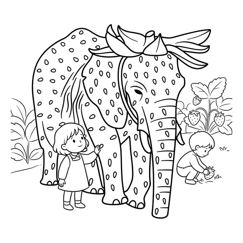 Basit Strawberry Elephant Boyama Sayfası