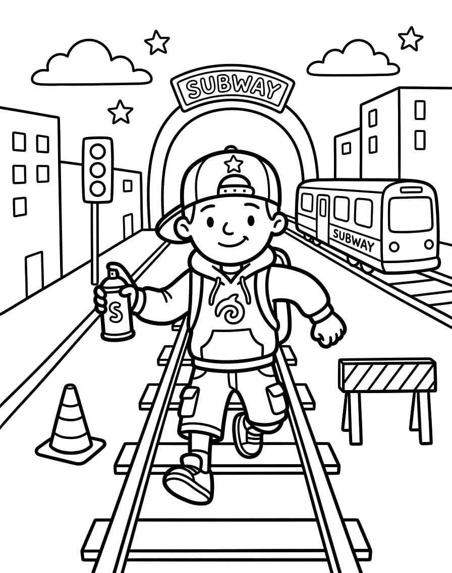 Basit Subway Surfers Çizim Boyama Sayfası