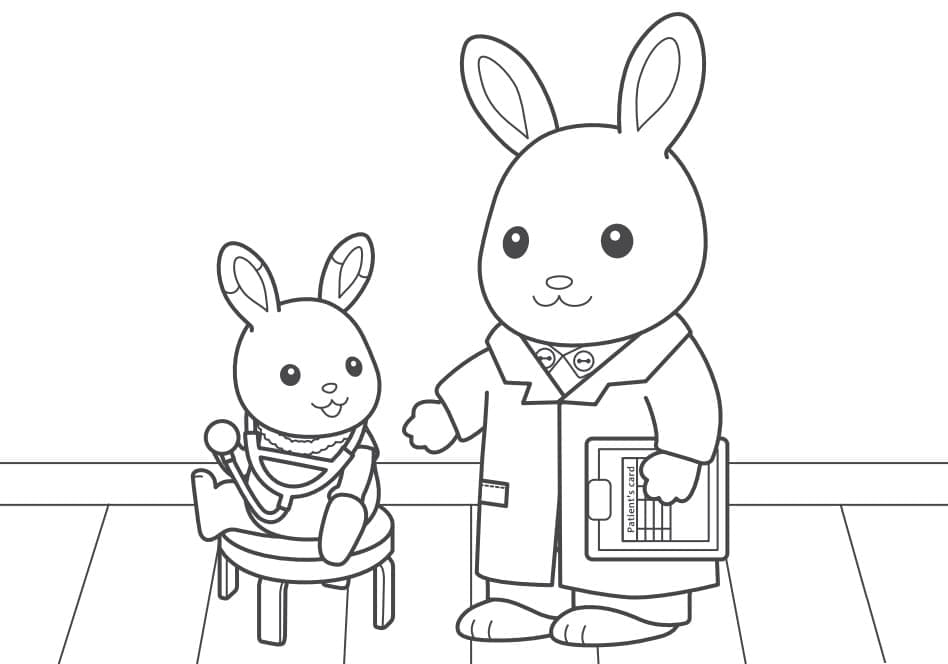 Basit Sylvanian Families resim Boyama Sayfası