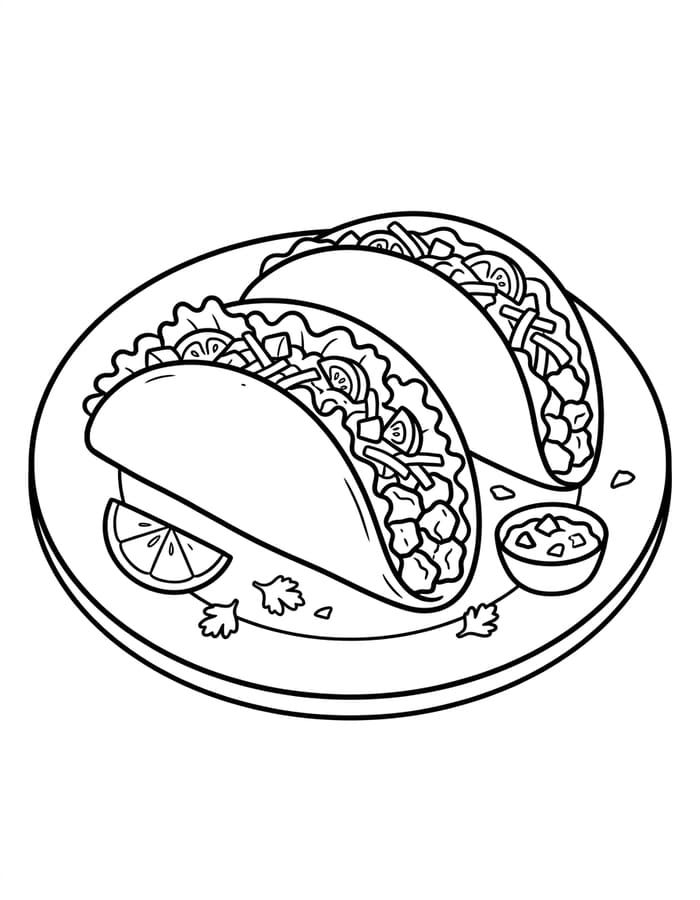 Basit Taco Çizim Boyama Sayfası
