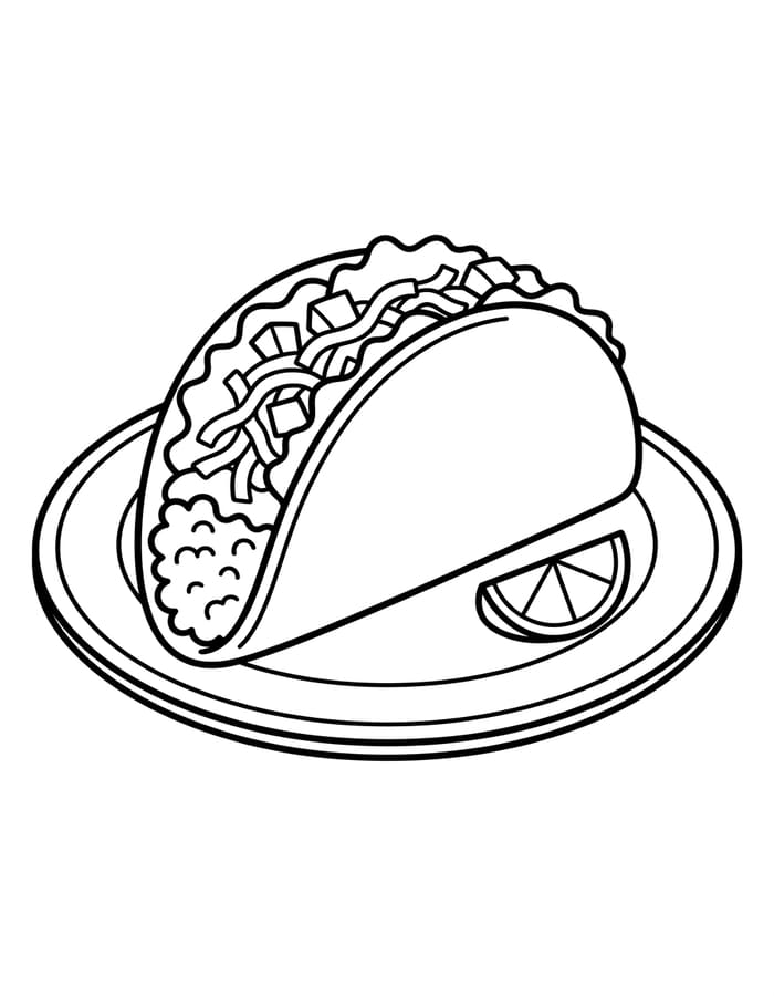 Basit Taco resim Boyama Sayfası