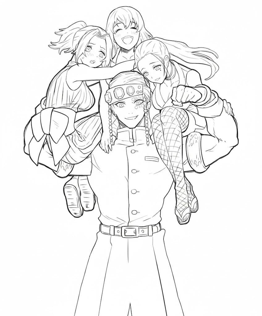 Basit Tengen Uzui Çizim Boyama Sayfası