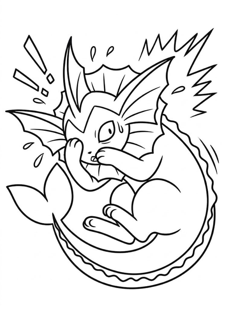 Basit Vaporeon Çizim Boyama Sayfası