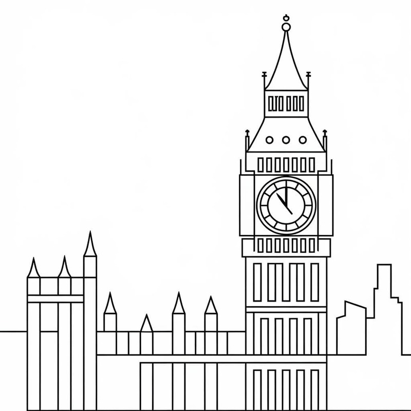 Big Ben Ücretsiz Yazdırılabilir Boyama Sayfası